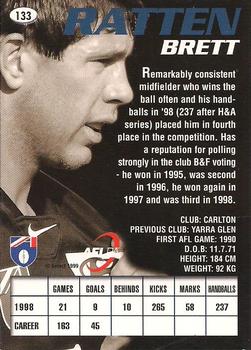 1999 Select AFL Premiere #133 Brett Ratten Back